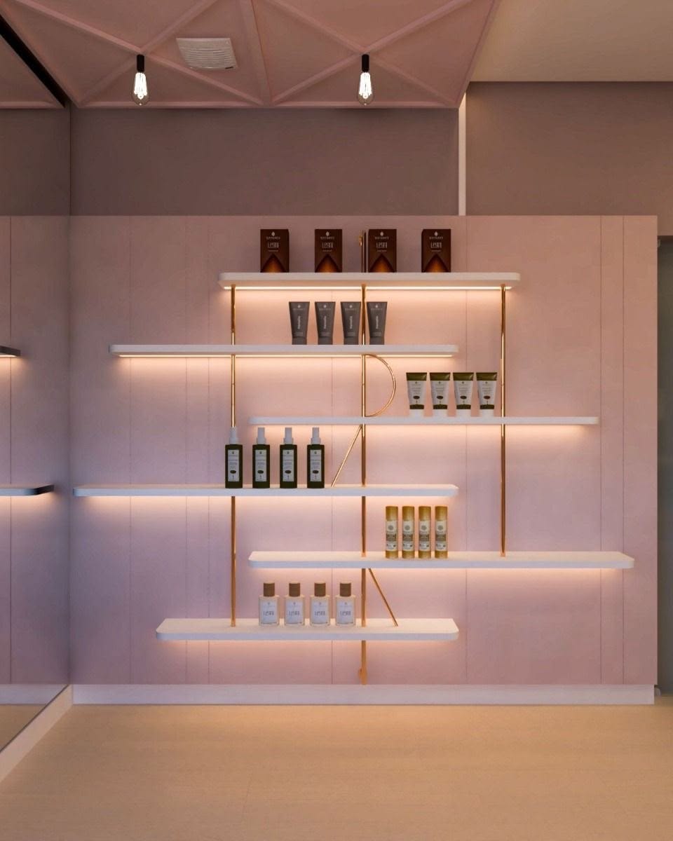 High-Conversion Store Layout with Seamless Tempered Glass Wall Counters #13